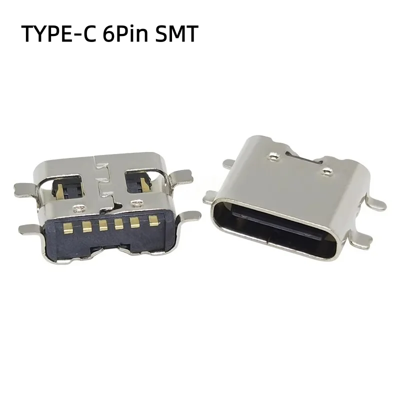 

100PCS USB 3.1 Type C 6P Female Socket Connector SMT Horizontal type Charging Port Plug Socket USB TYPE-C 16 Pin