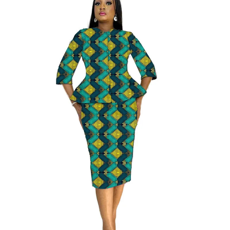 Camisa con cremallera para mujer, faldas con parches, ropa africana, blusa de manga 3/4, diseño Original, traje Ankara para mujer, ropa para ocasiones de Festival