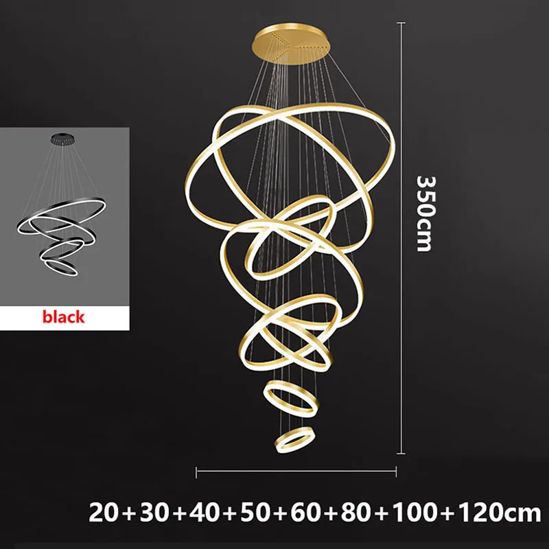 Luxury Modern Minimal Villa LED Pendant Light Metal Round Lobby Living Room Hanging Chandelier Lamp Home Decor Suspension Lustre