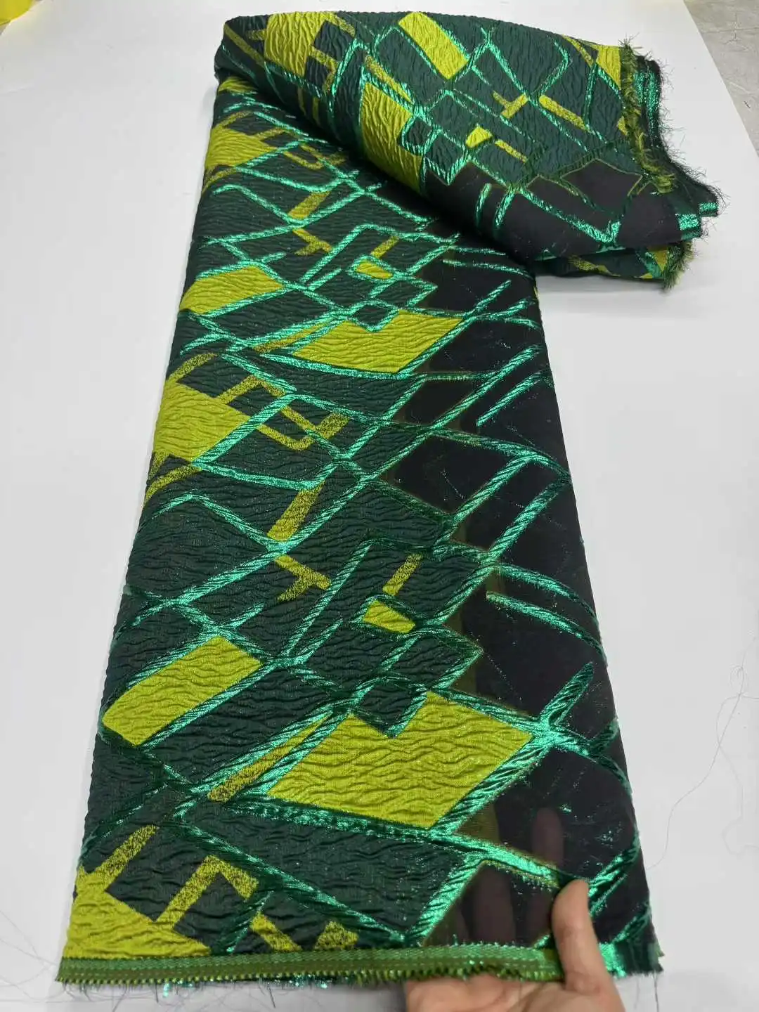 2025 Luxury High Quality Nigerian Jacquard Lace African Organza Brocade Lace Fabric 5 Yards French Tulle Party Gown Dress Sew-CW