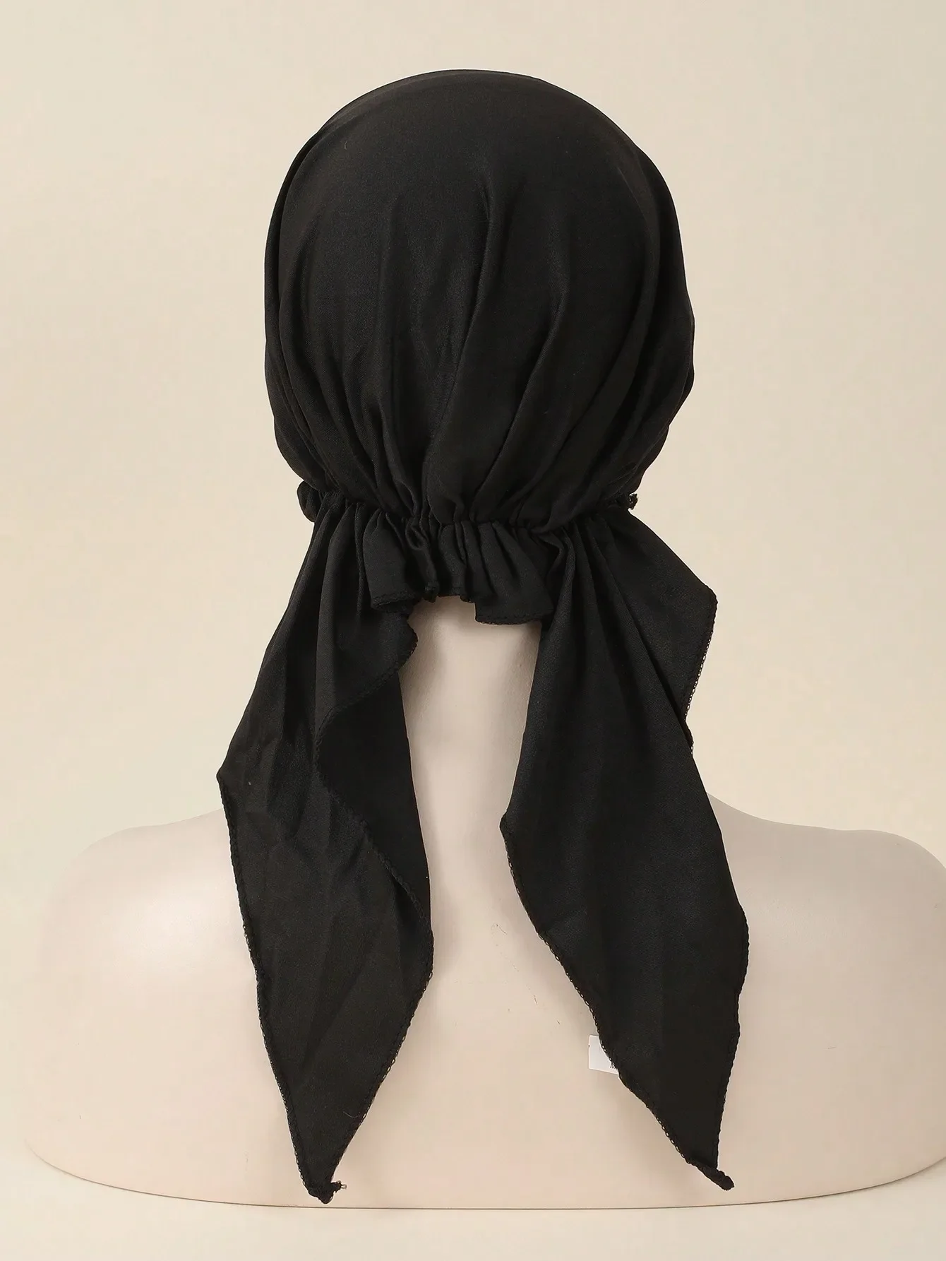 

1pc Casual Solid Color Long Ribbon Undercap Hat, Suitable For Daily Use Bonnet Hair Bonnet Turban Sleep Bonnet