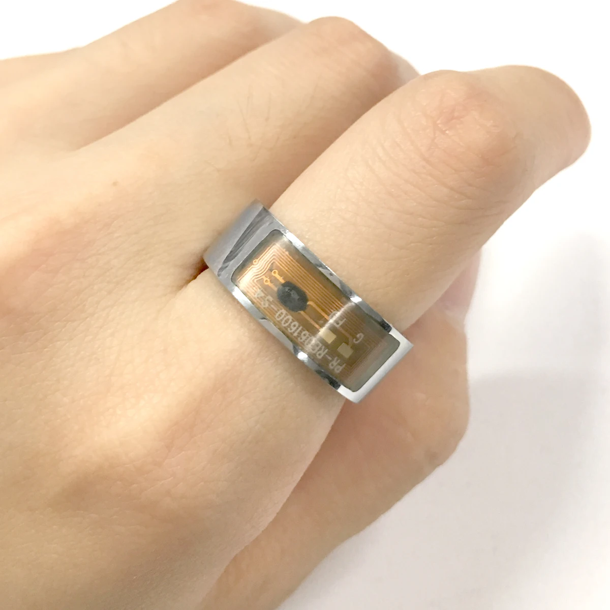

Multi-Function Smart Ring 8Mm Waterproof Digital Finger Ring For Smartphones Transparent Size#8