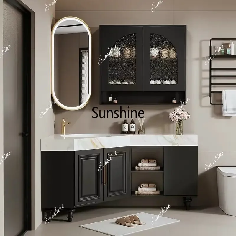 YChinese style wind corner bathroom cabinet personalized small apartment, washing table, combination bathroom