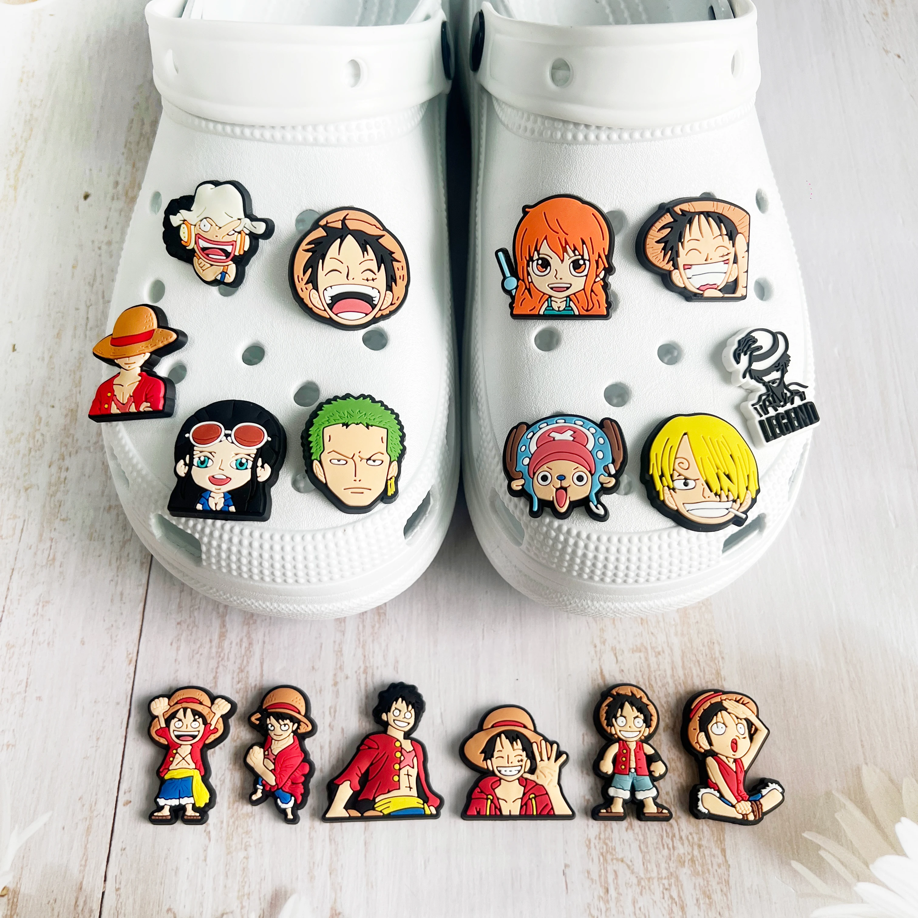 19pcs/set New One Piece Luffy for Cartoon Shoe Charms Accessories DIY Shoe Decoration Buckle for Classic Clog Kids Gifts