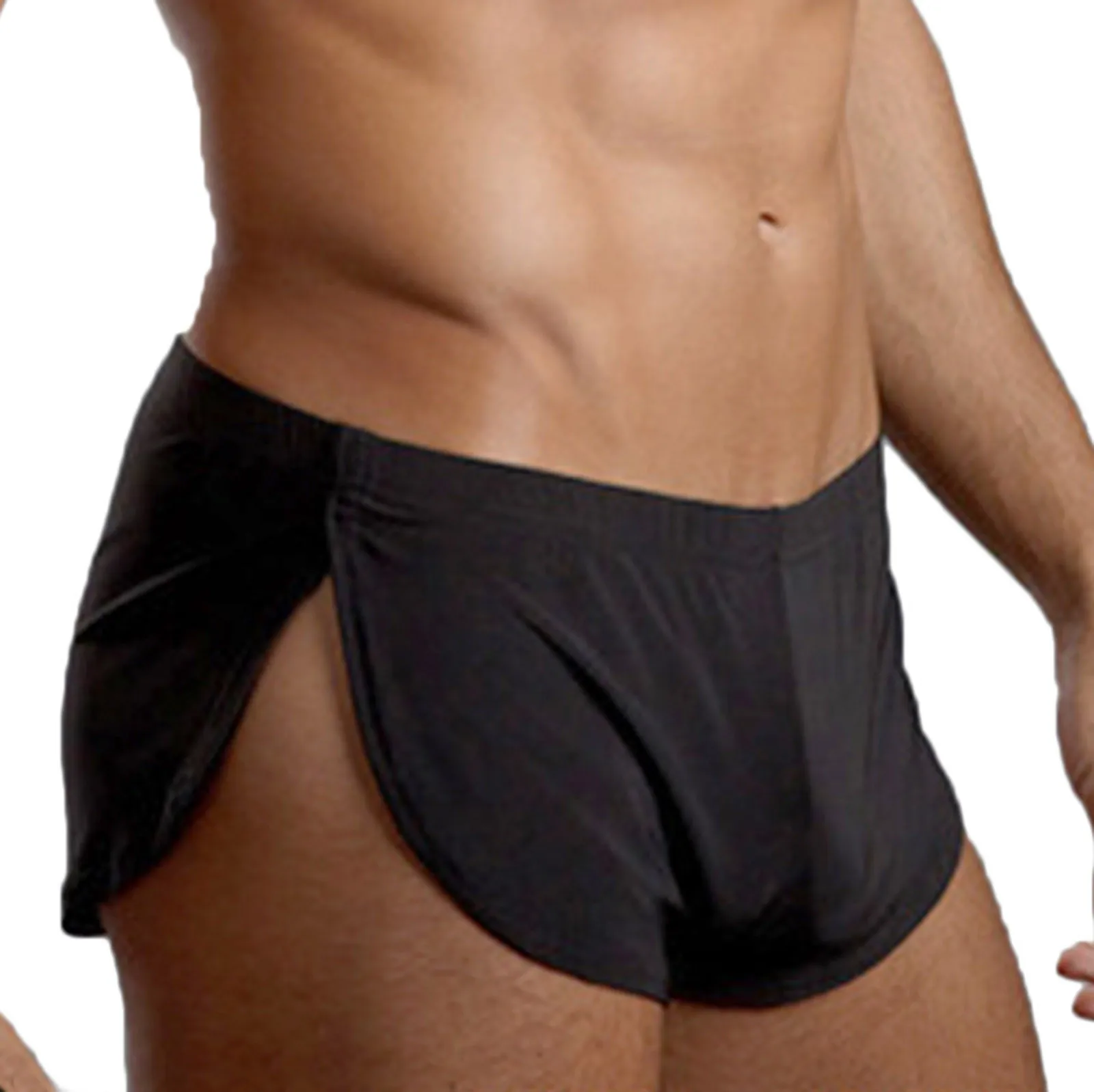 Men's Solid Color Lightweight Underwear Sexy See-throught Three-point Pants Home Comfy Summer Shorts