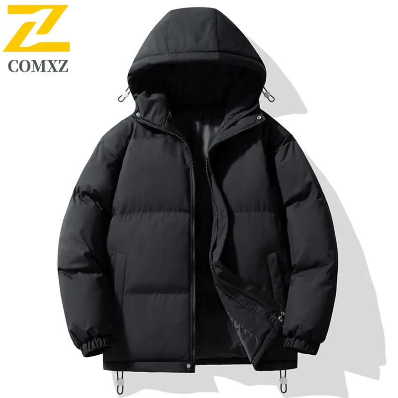 Jaket Musim Dingin 2025 Serbaguna Mantel Tahan Angin Berkemah Luar Ruangan Bertudung Fashion Pria Mantel Bantalan Hangat Tahan Dingin Ski Salju