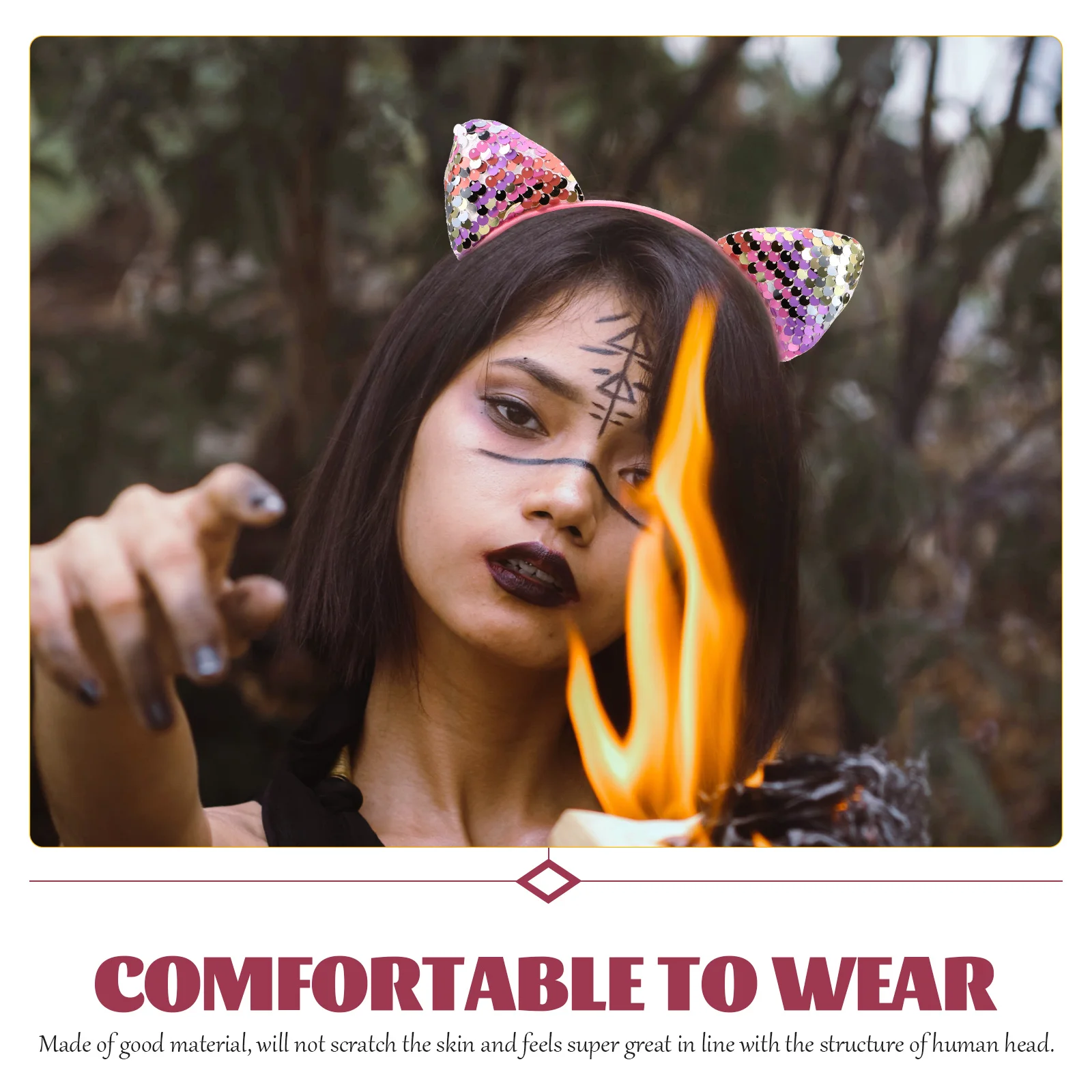 

2Pcs Sequins Cat Ear Headb s Hair Hoops Headdress Accessories for Cosplay Party Photo Props Lightweight Comfortable Unique