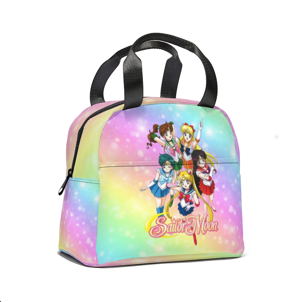 Girls-Sailor- Moon Lunch Bag for School Waterproof Picnic Thermal Cooler Insulated Lunch Box Women Kids Tote Bags