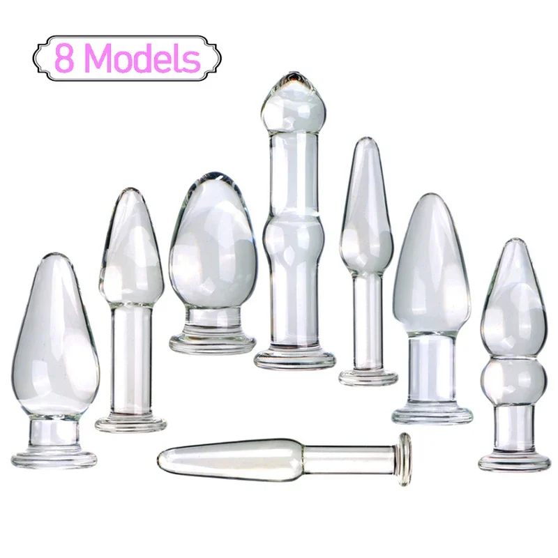 8 model Crystal anal beads Pyrex glass buttplug dildo ball anus plugs prostate massager sex toys for adult products Women Men