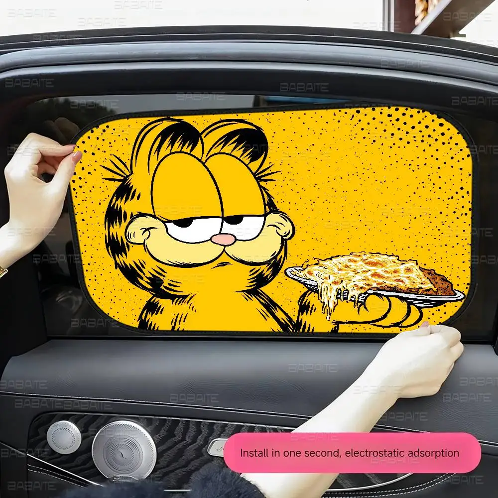 لطيف أنيمي G-Garfields القط نافذة الشمس الظل الزجاج الأمامي ظلة الأشعة فوق البنفسجية حماية السيارات الشمس قناع نافذة السيارة فيلم كهرباء #3