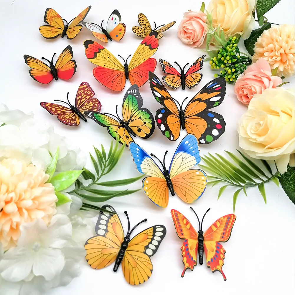 12Pcs/Set Multi Color Butterfly Wall Sticker Living Room Bedroom Decor For Wedding Decoration Butterflies Home Beautify Decals