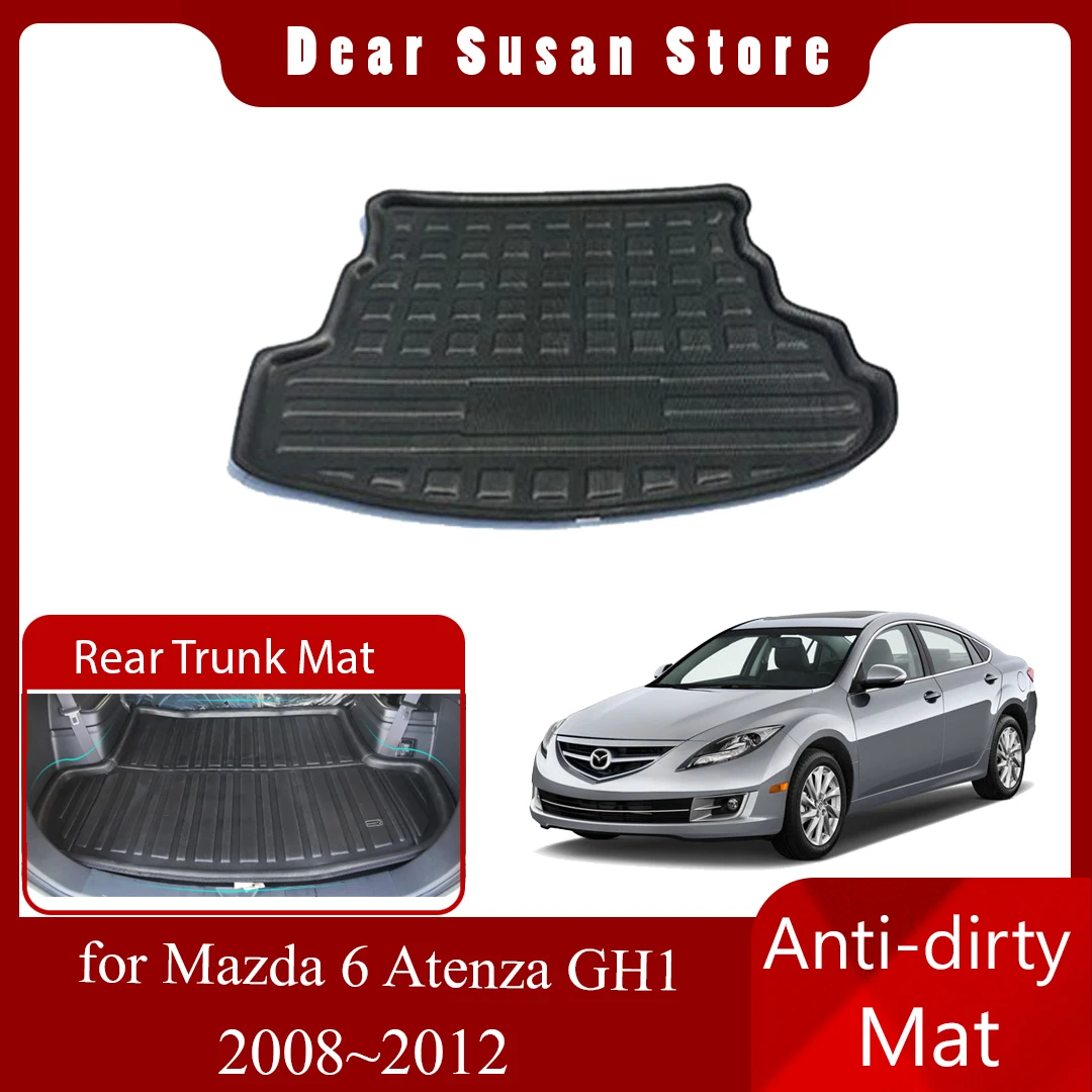 Car Rear Trunk Mat for Mazda 6 Atenza GH1 2008~2012 2009 Liner Tray Luggage Floor Pad Space Boot Carpet Carg Cover Accessories