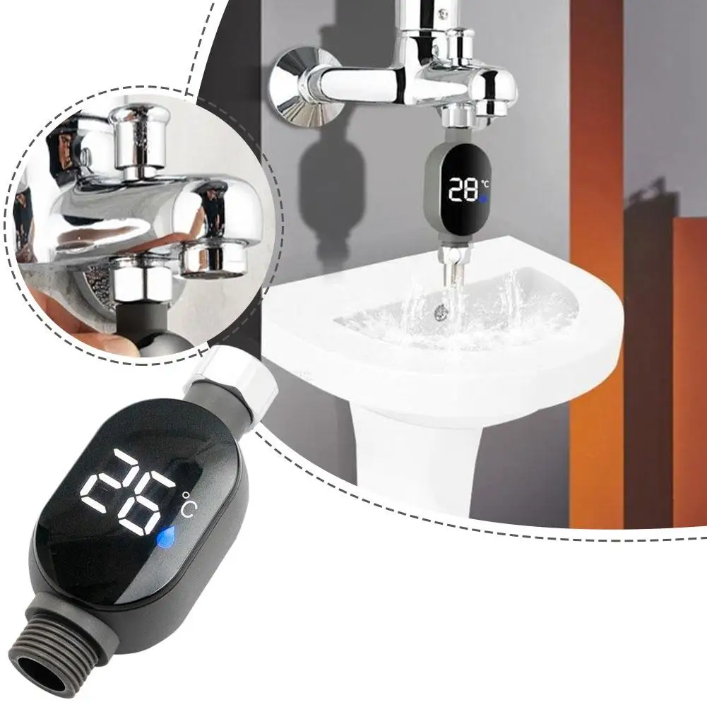 

2025 Hot LED Display Household Water Shower Thermometer 0-99℃ Water Thermometer Baby Care Bath Intelligent Temperature Meter