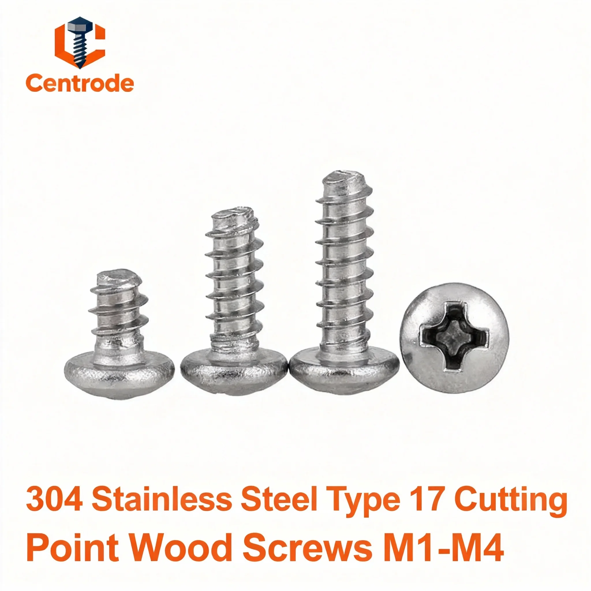 304 Stainless Steel Type 17 Cutting Point Wood Screws | M1-M4 Assortment