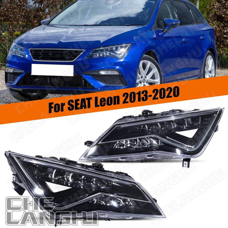 1Pair Front Headlight For Seat Leon 2013 2014 2015 2016 2017 2018 2019 2020 Car New Head Lamp Fit For Halogen Upgraded To LED