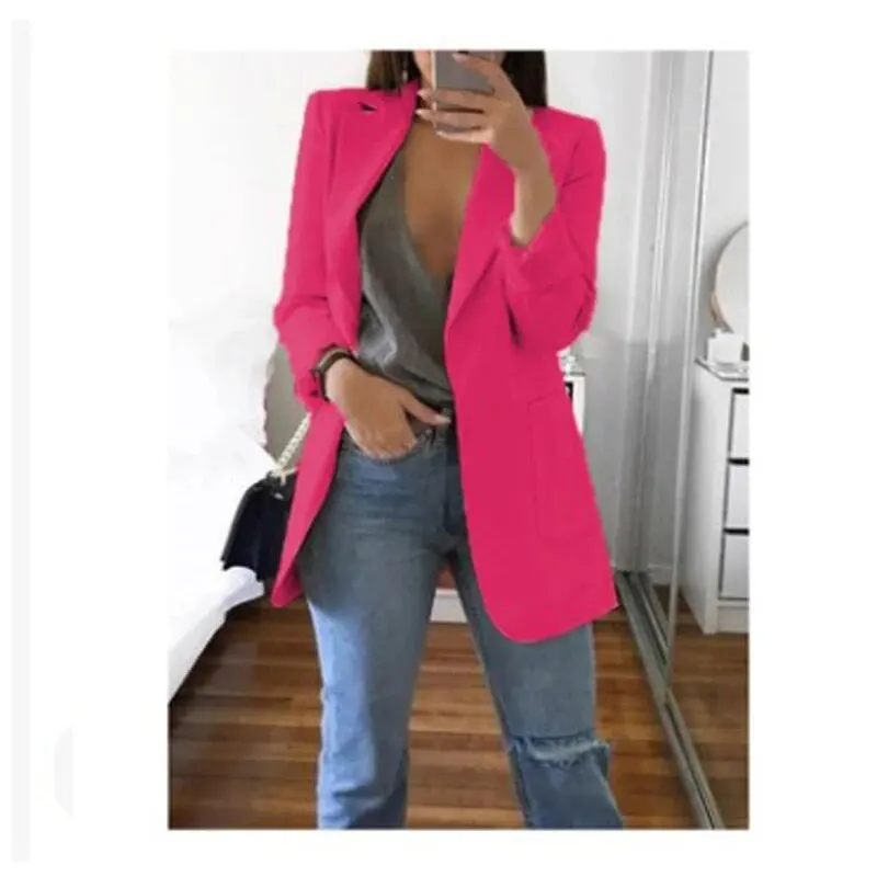 Plus Size Blazer Odzież damska Casual Cardigan Jesienno-zimowy płaszcz Solidny duży płaszcz z klapami Grace Fashion Odzież wierzchnia