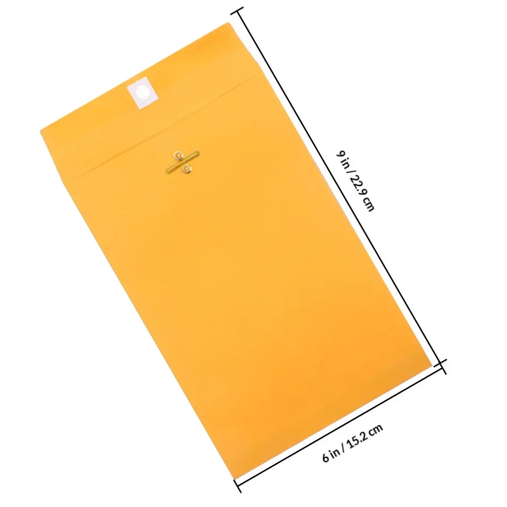 100Pcs Golden Yellow Clasp Envelopes Kraft Paper Letter Size Document Envelope for Professional Mailing Contracts Files Cash