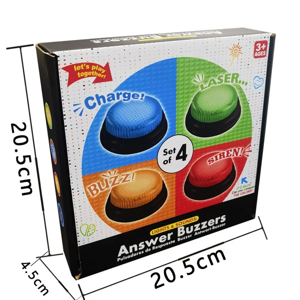 4pcs 4Colors Answer Buzzers with Lights and Sound Trivia Games Game Show Buzzer Buttons Family Feud Jeopardy Buzzer