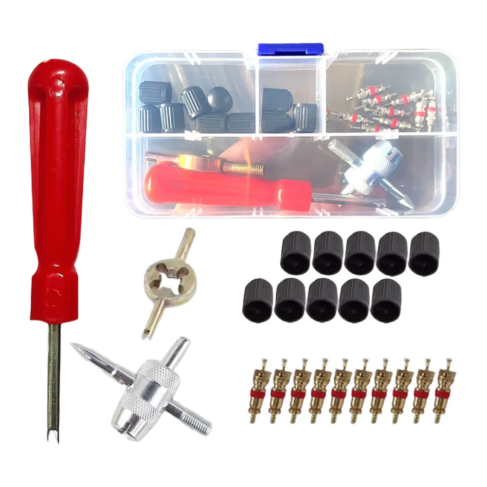 Valve Stem Repair Kit with Dual Head 4 in 1 Tool for Automotive Tire Maintenance Copper Material Long Lasting Performance