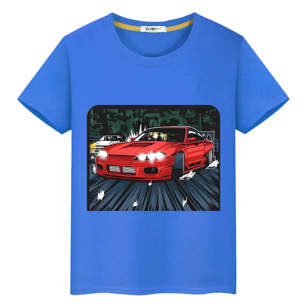 Japanese Car Print T-shirt 100%Cotton Short Sleeve y2k one piece JDM Manga MK Anime T Shirt boys pride tshirt kids clothes girls