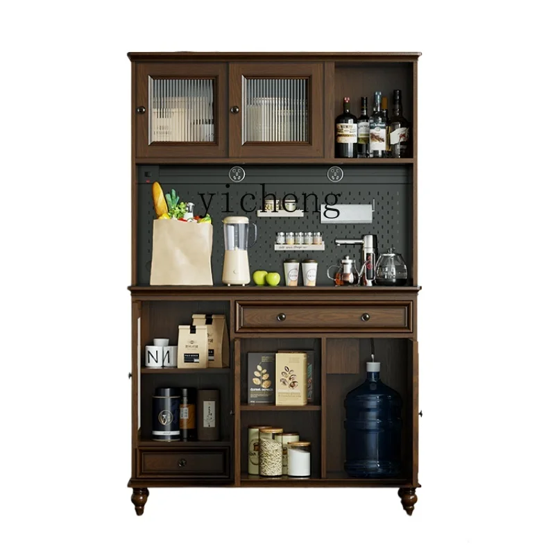 ZF Solid Wood Hole Board Sideboard Wine Cabinet Integrated Wall Home Machine Shelf