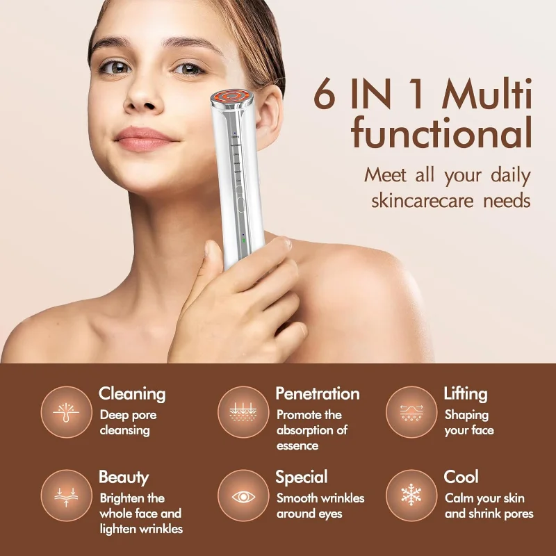 

Hot 6 in 1 Radio Frequency Beauty Device Facial Lift Firming Fine Lines Anti-aging Freezing Age Skin Rejuvenation Care Device