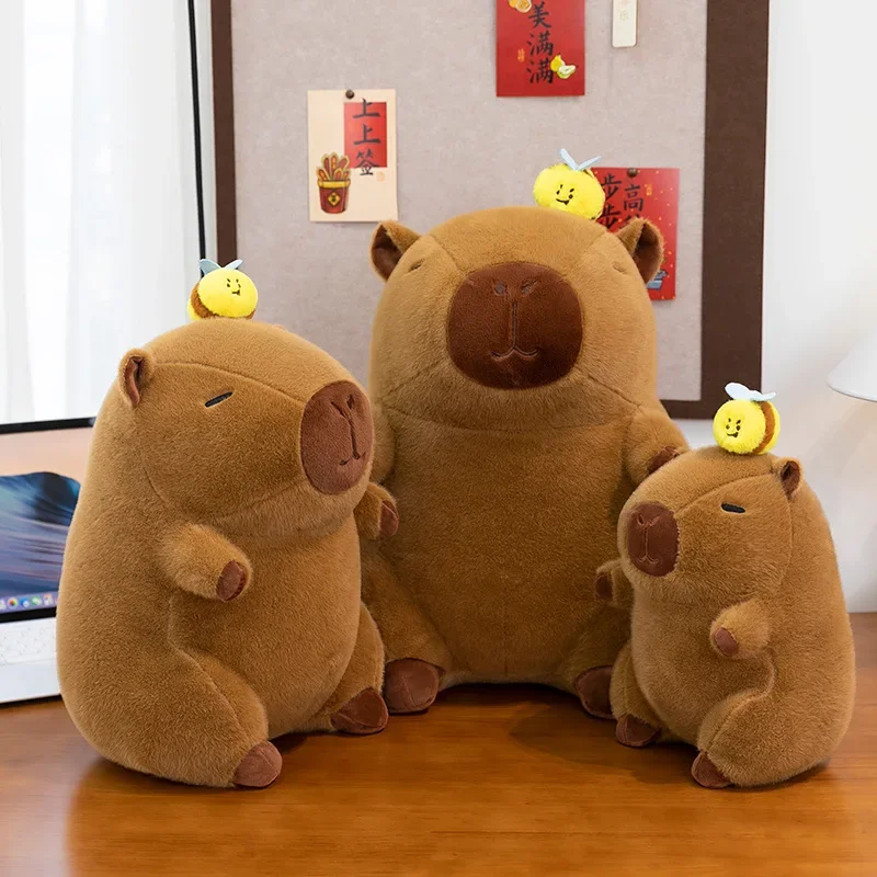 30/40/50cm Super Cute Capybara with Bee Capibara Plush Doll Giant Kawaii Stuffed Animal Doll Children Kids Birthday Gift Toys