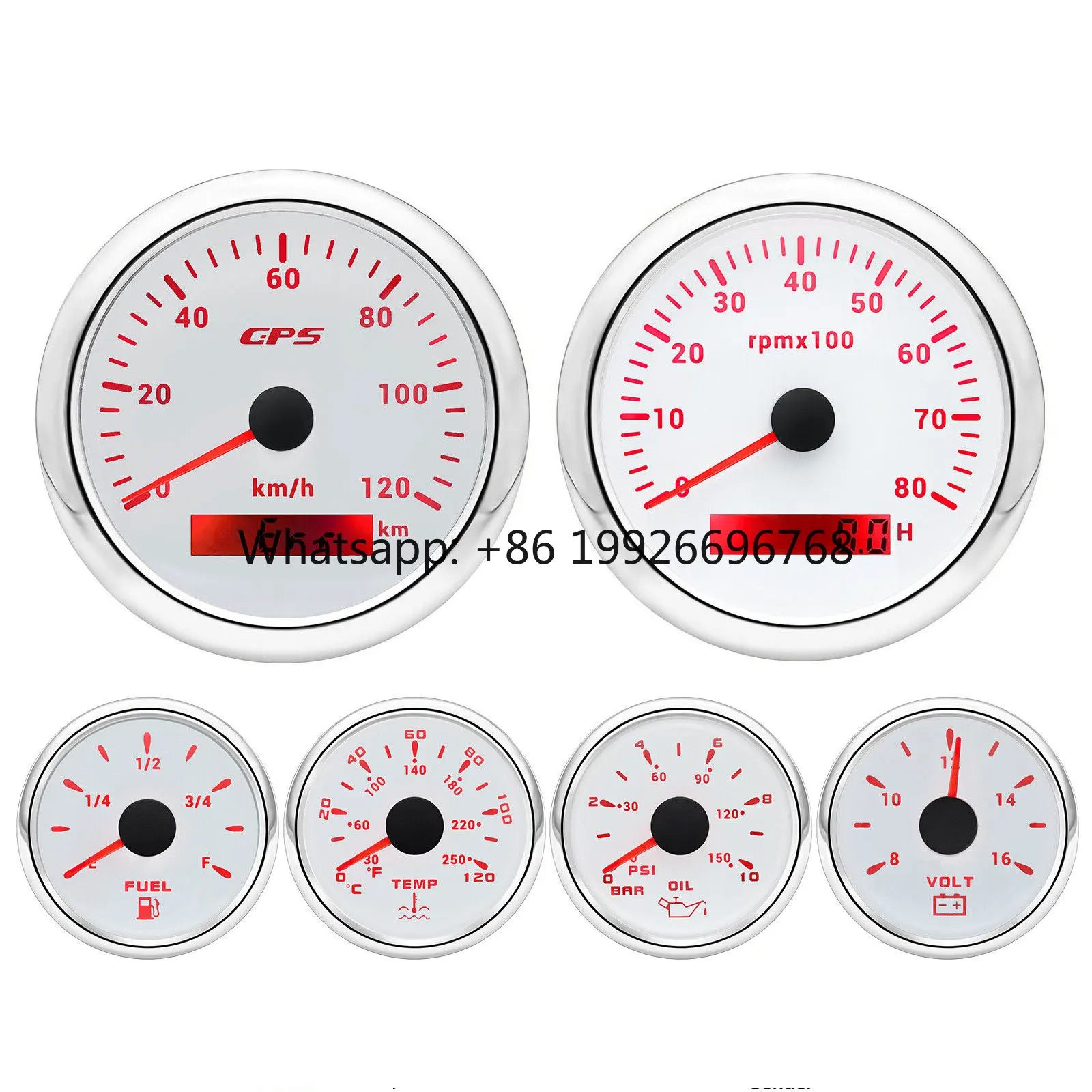 

LED Auto Digital Gauge Racing Car Tachometer RPM Boost Vacuum Oil Press Water Temp Oil Temp Gauge Full Set