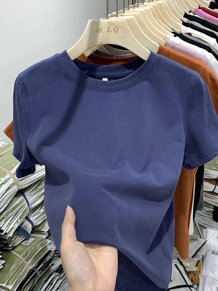 Women T Shirt Girls T-Shirt Woman Clothes Tops Cotton Tshirt Female Short Sleeve Spring Tee Sexy Y2k Top White image 6