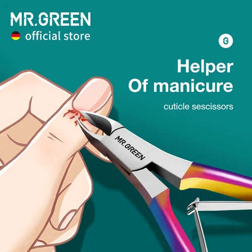 MR.GREEN-cortaúñas coloridas para cutículas, tijeras de manicura para uñas, recortador, removedor de piel muerta, herramienta de acero inoxidable