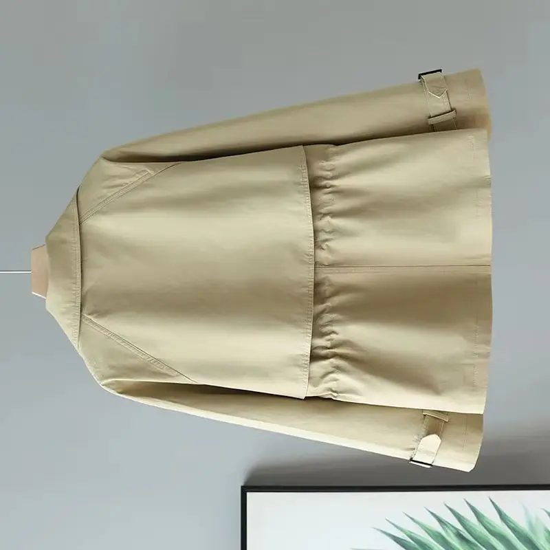 

Spring Autumn Lining Trench Coat Women 2025New Korean Loose Short Ladies Trench Overcoat Joker Windbreaker Female Outerwear Tops