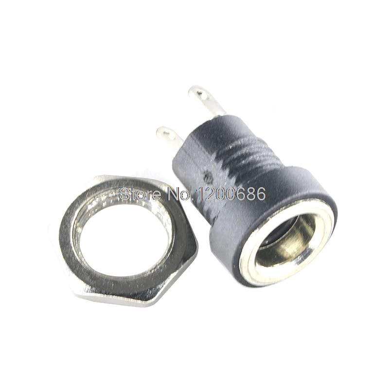 

High quality DC power socket copper 5.5 * 2.1 round hole thread nut connector