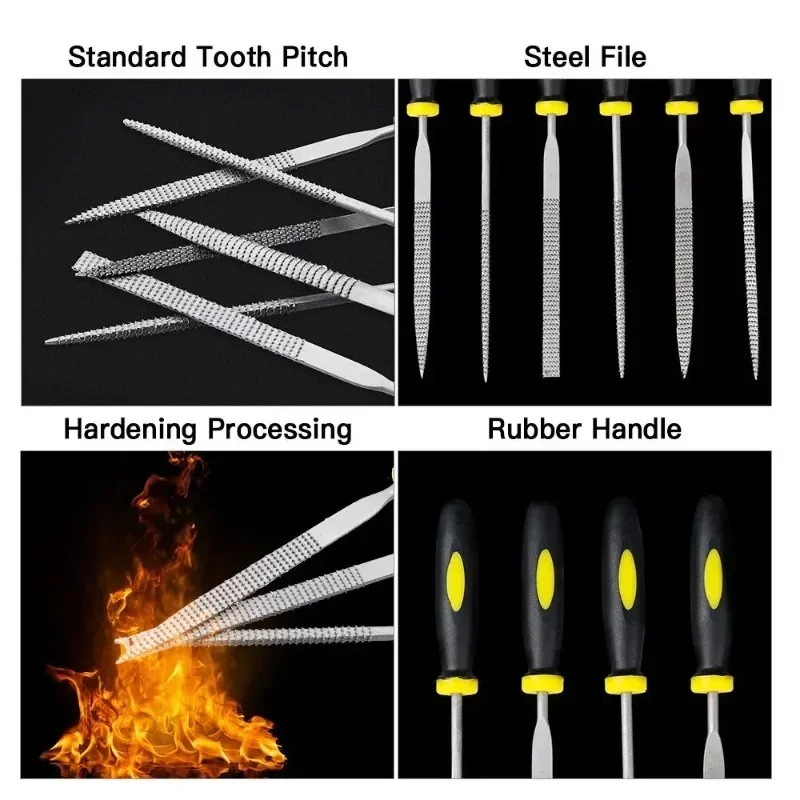 6x 140mm Mini Metal Rasp Needle Files Set Hand Tools for Wood Carving Steel Filing Woodworking