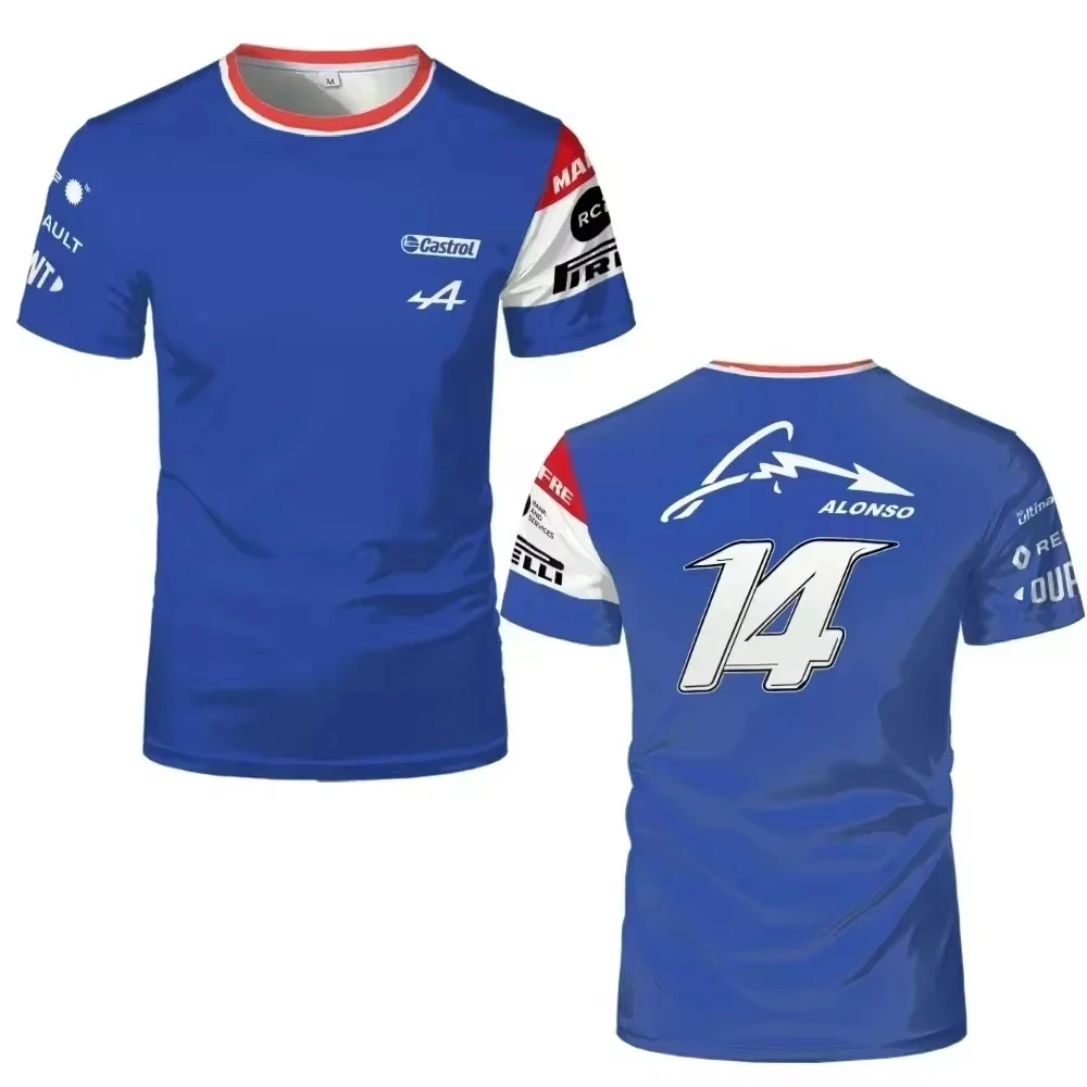 Tuta da corsa F1 2024 New Alben Team Alpine Summer t-shirt girocollo a maniche corte abbigliamento sportivo Casual da uomo