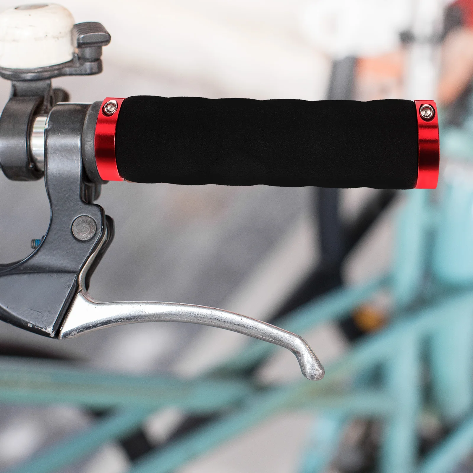 

1 Pair Mountain Bike Handlebar Grips Non-skid Red Covers Shockproof Cycling Supplies Foam Long-lasting Comfortable Wrist