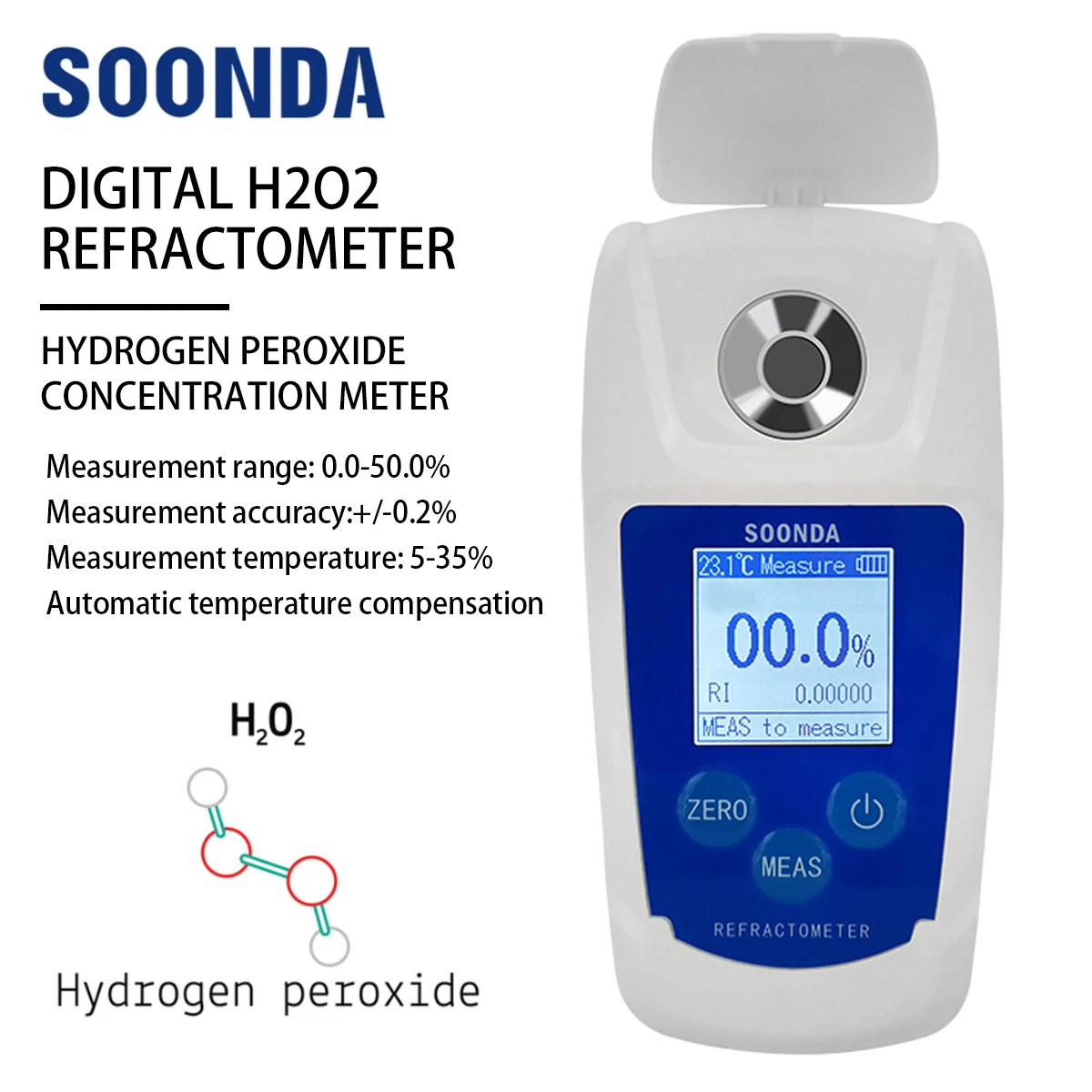 medidor de concentracao de peroxido de hidrogenio digital portatil h2o2 tester de concentracao refratometro eletronico 0050002 01