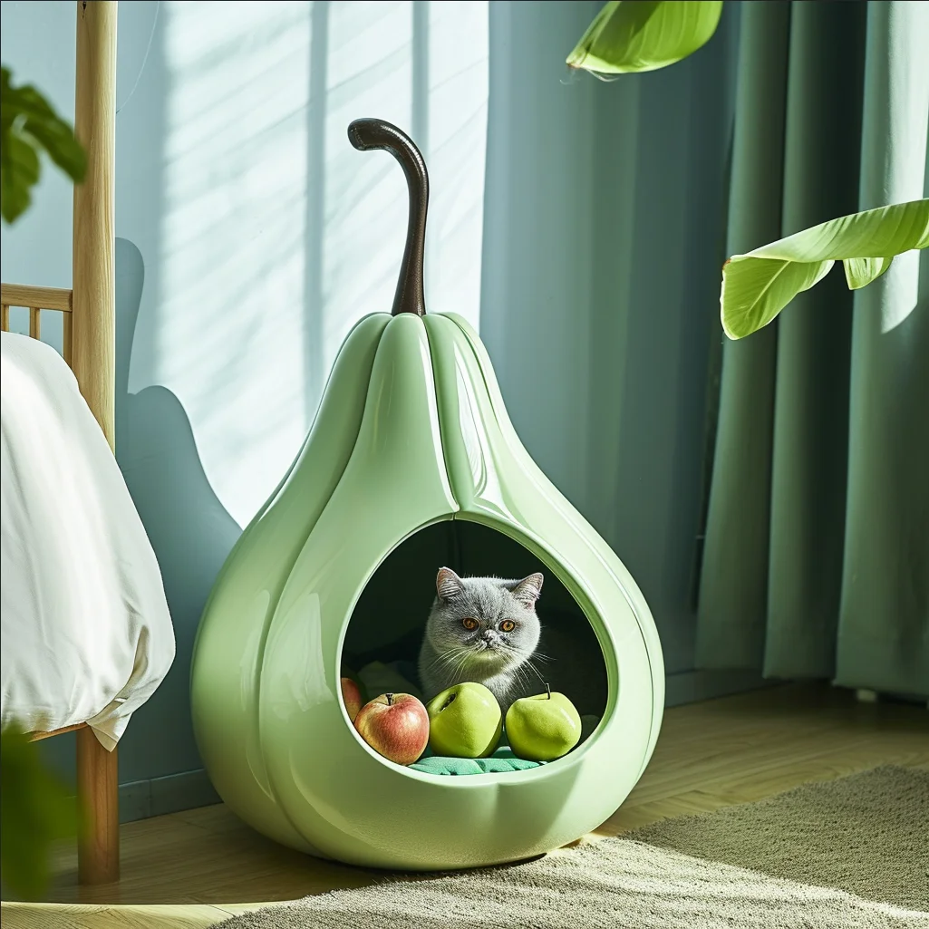 Cat litter, kennel semi-closed, safe and secure, pear style, environmentally friendly and easy to clean, spring and summer