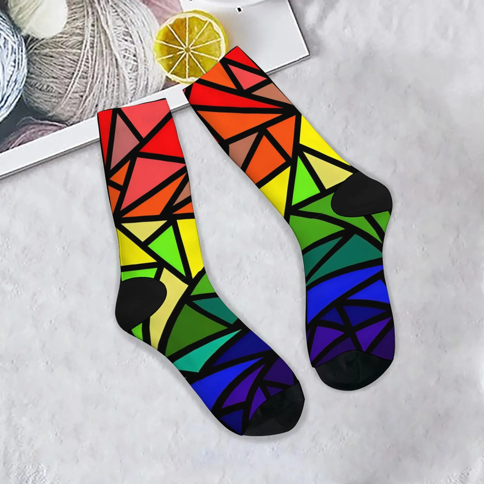 Colored Glass Socks Non-slip Elastic Breathable Men's Socks Travel Leisure Hiking Retro Trendy Fashionable Edgy Streetwear Socks