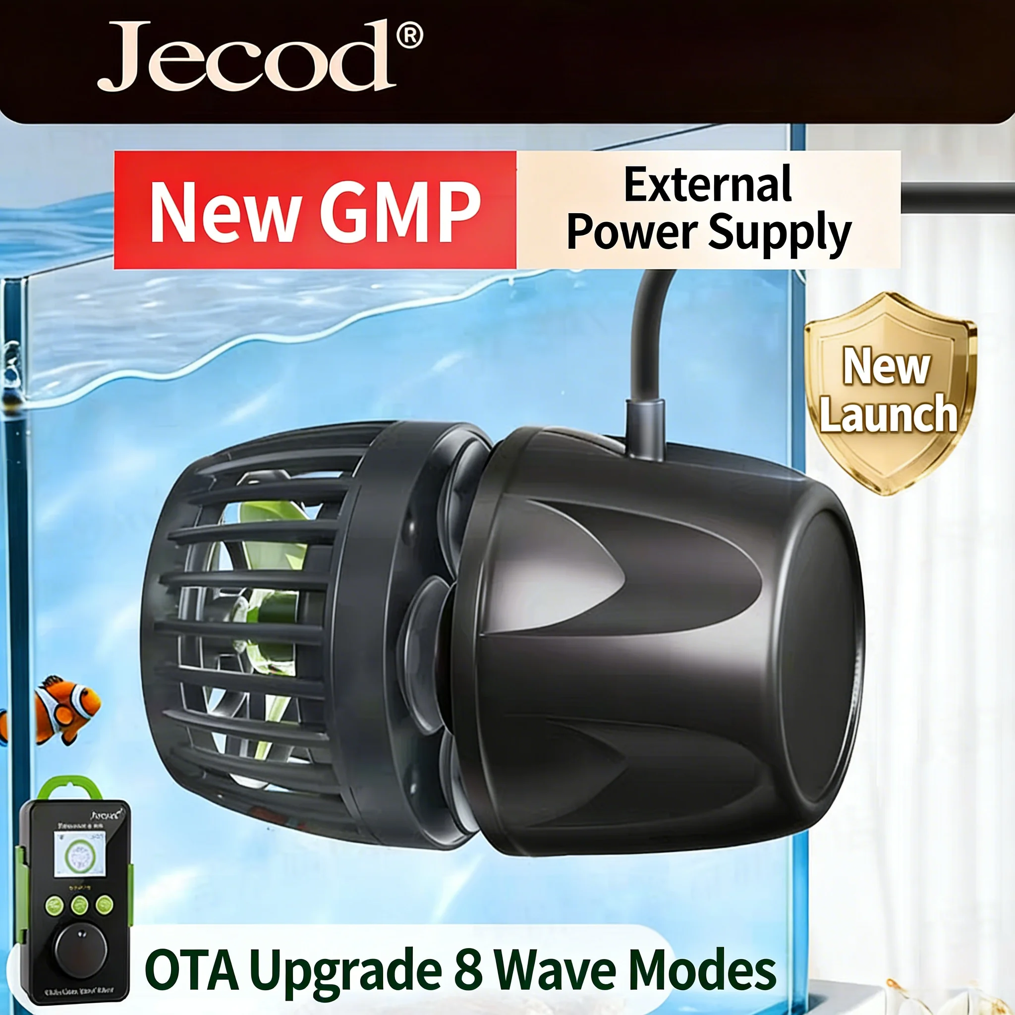 Jebao Jecod GMP Serie Kabellose Aquarium-Vario-Wellenmacherpumpe Bluetooth-App-gesteuert für Meerwasser-Korallenriff-Aquarien