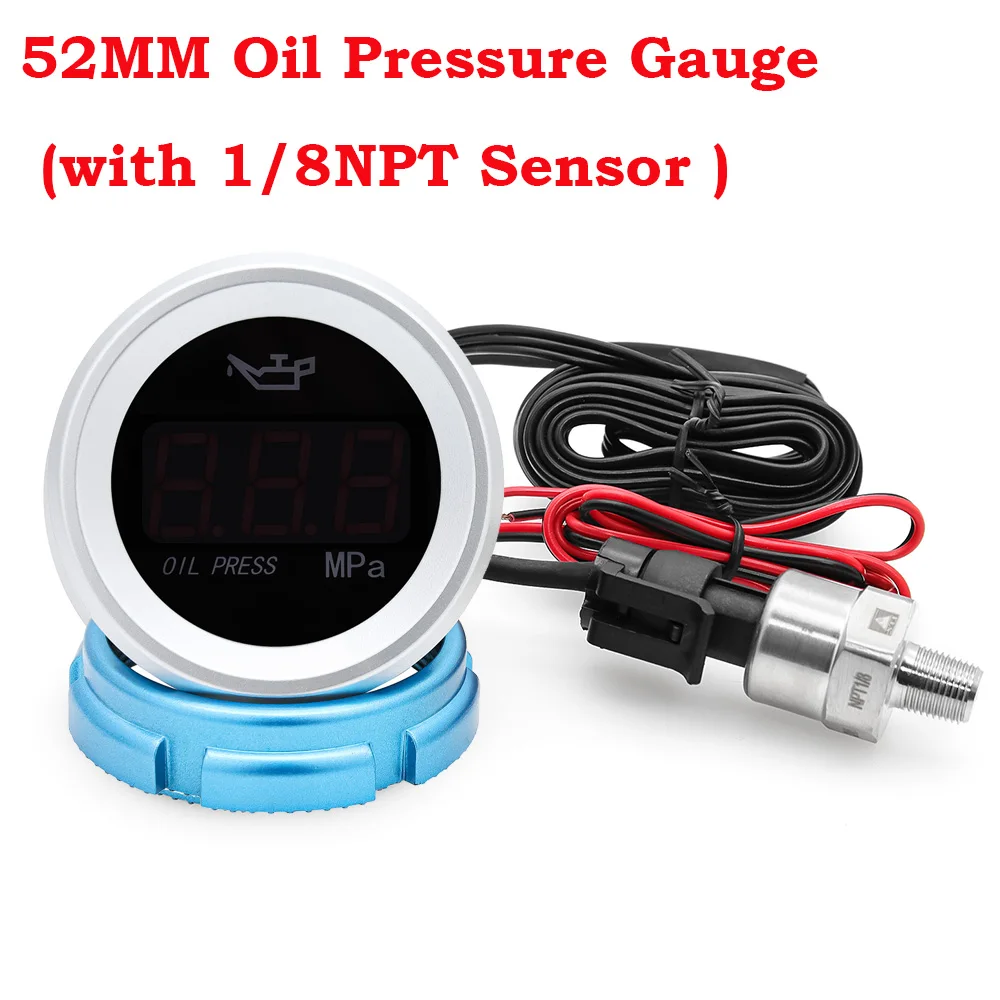 52mm Wassertemperaturanzeige Auto Digital Meter LED-Anzeige Kraftstoffstandsanzeige Voltmeter Öldruckmesser mit Alarmfunktion – Detail 8