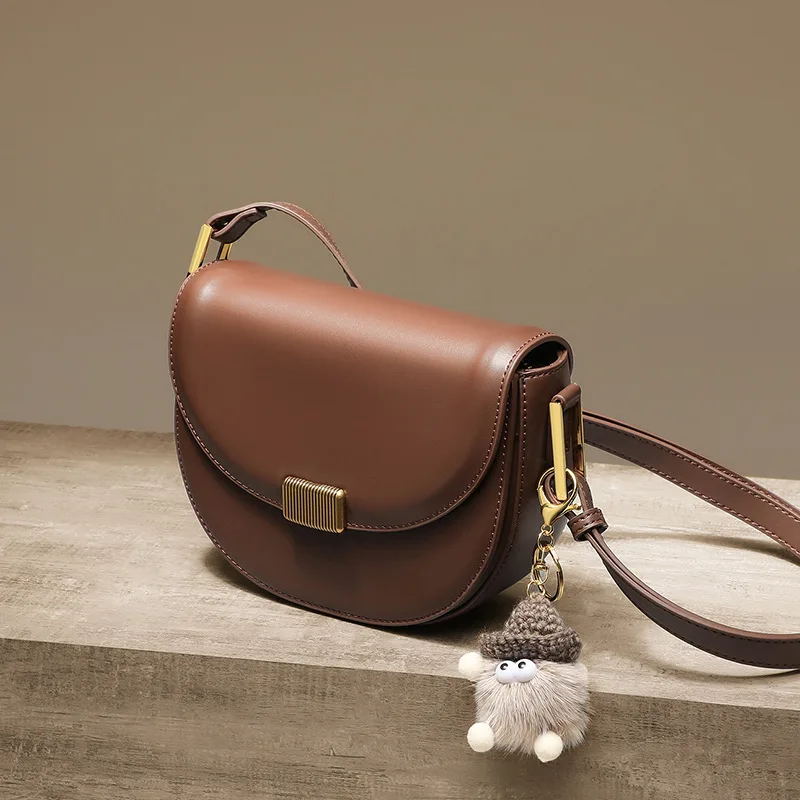 2024 New Women'S Saddle Bag Crossbody Bag Genuine Leather  Underarm Bag Luxury Single Shoulder Bag