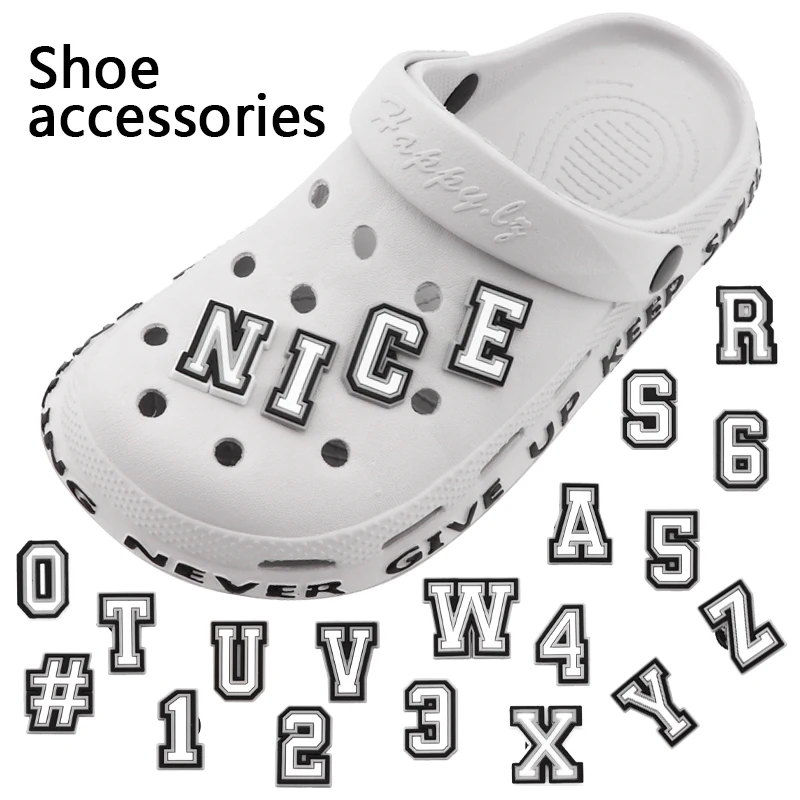 1 PCS 0-9# Number Alphabet ABC-Z Characters Letter Charms for Clog Sandals Shoe Decoration DIY Shoes Pins for Boy Girl Men Women