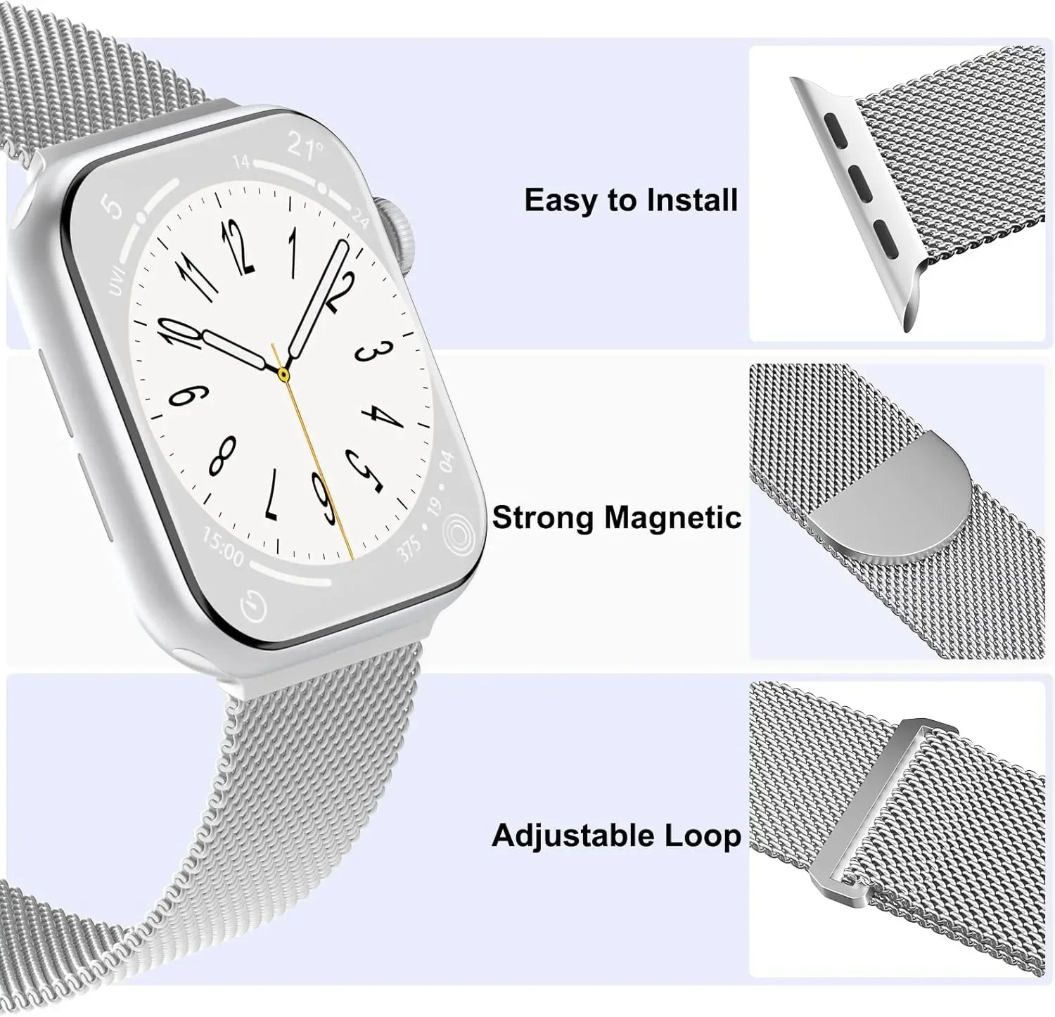 Milanese Loop Strap For Apple Watch Band Series 11 10 46mm 42mm 45mm 49mm 41mm 38/44 mm Bracelet iwatch 9 8 7 6 5 SE3 Ultra 2 3