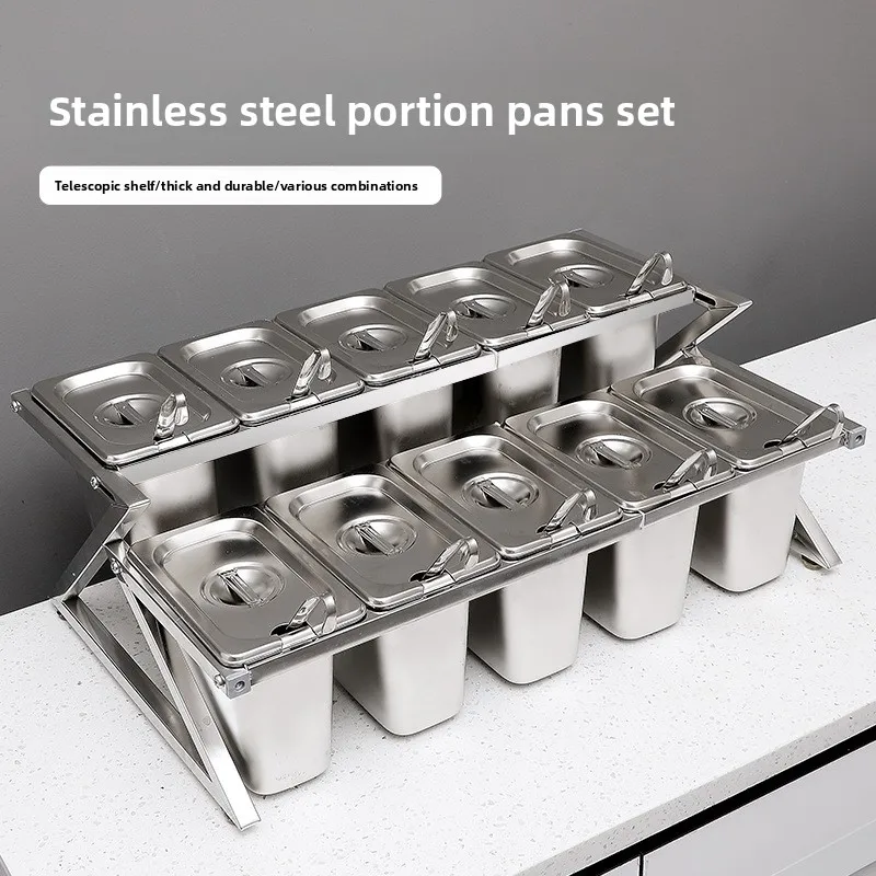 Stainless Steel Spice Box Commercial Seasoning Container Kitchen Storage Rack