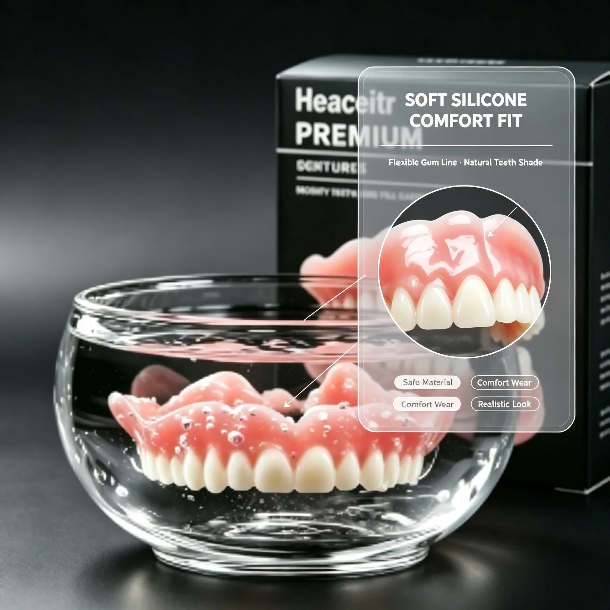 Slim Comfortable Custom Fit Dentures Boil to Shape Fits All Arch Sizes Reliable for Daily Meal Drink