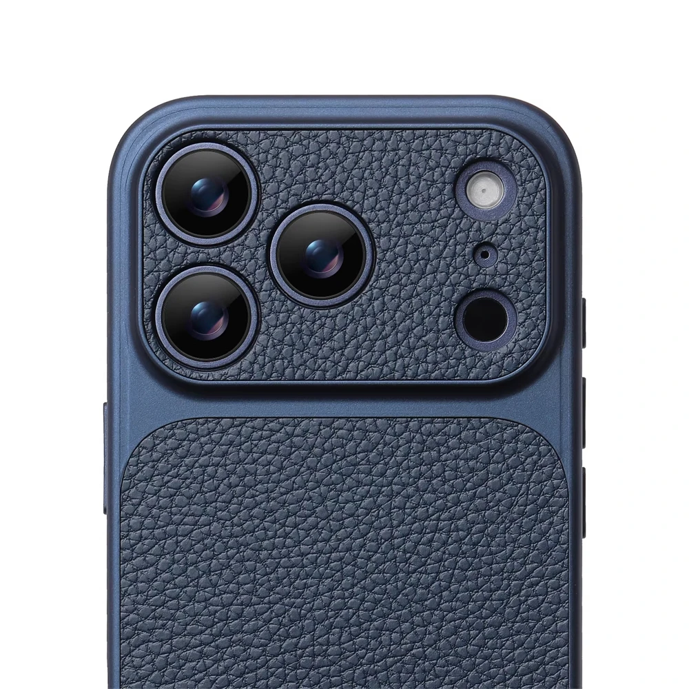 Luxuriöse Hartschale mit Lychee-Textur aus Leder für iPhone 18 17 Pro Max 16 15 14 13 12 ProMax mit vollständigem Linsenschutz – Detail 2