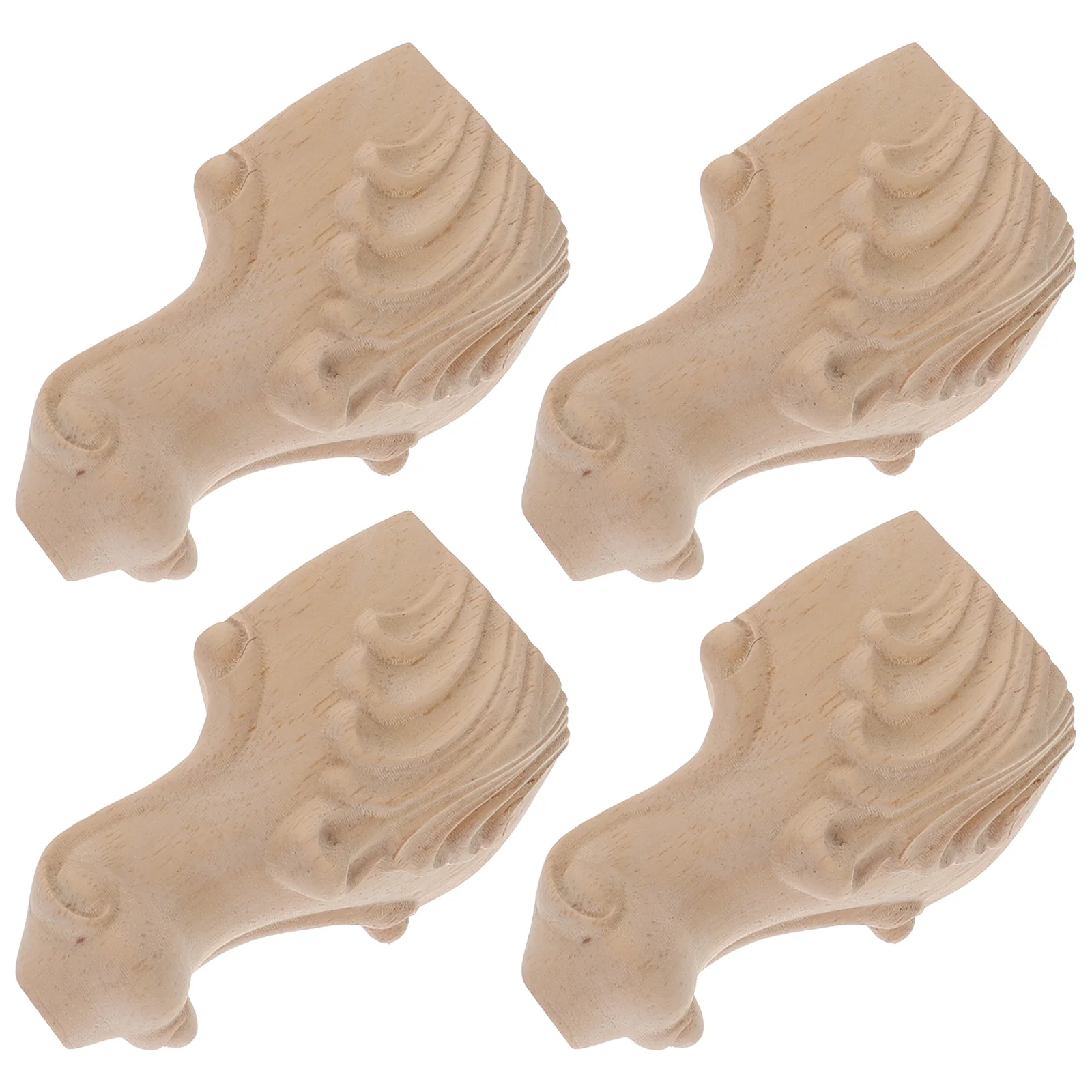 

4 Pcs Carved Table Legs Wood Furniture Stand Replacement Support Appliques Onlays Decorative for Sofa 8 Inch Solid