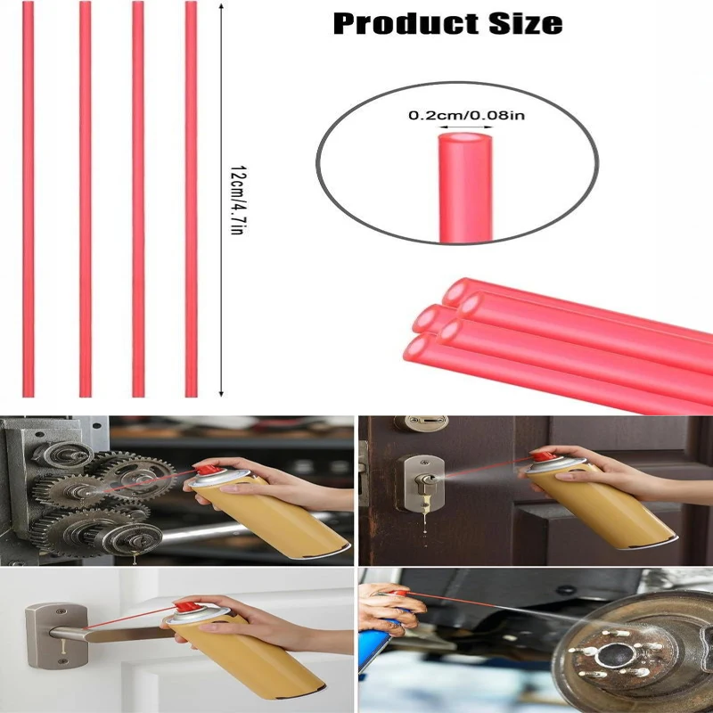 5/10/20/50/100/200 PCS Adjustable Aerosol Nozzle Spray Extension Straw 12cm Plastic Red Extended Replacement Parts