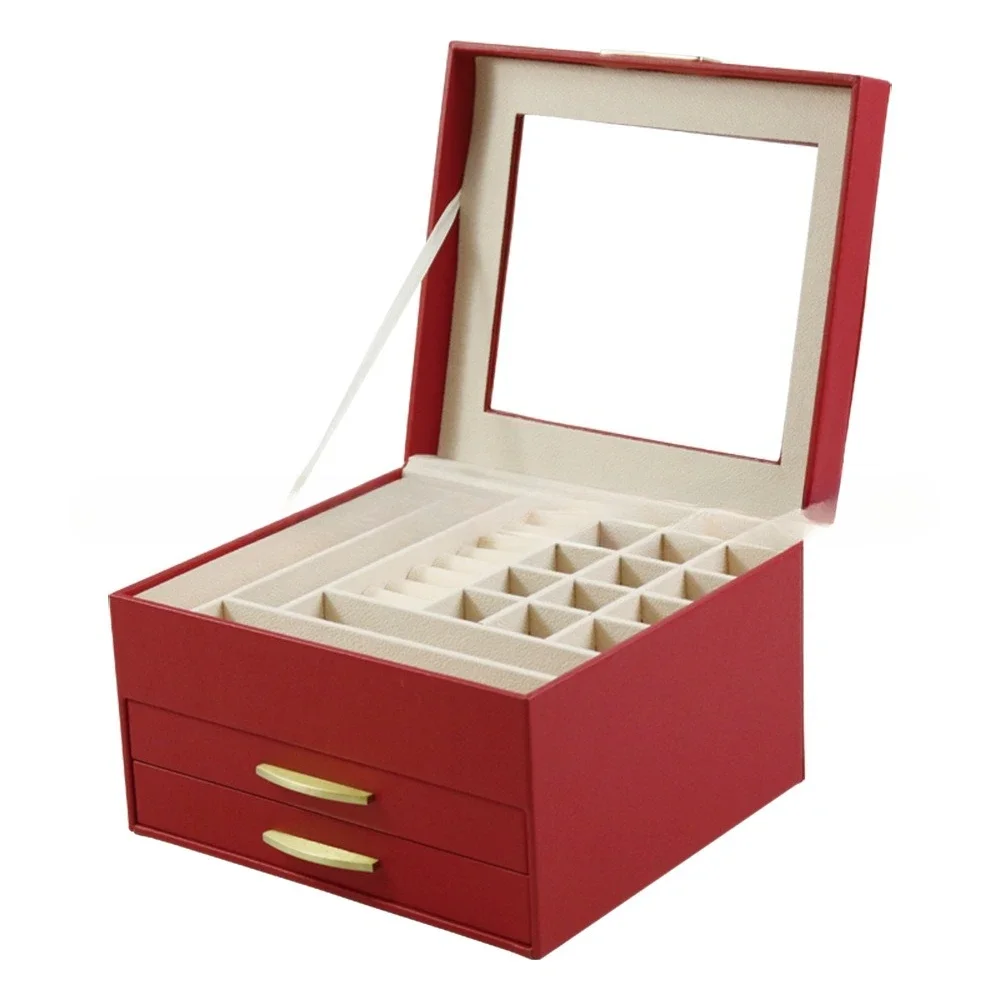

CLL Large Capacity Double Layer Jewelry Box Multifunctional Large Capacity Storage Box Jewelry Storage Box