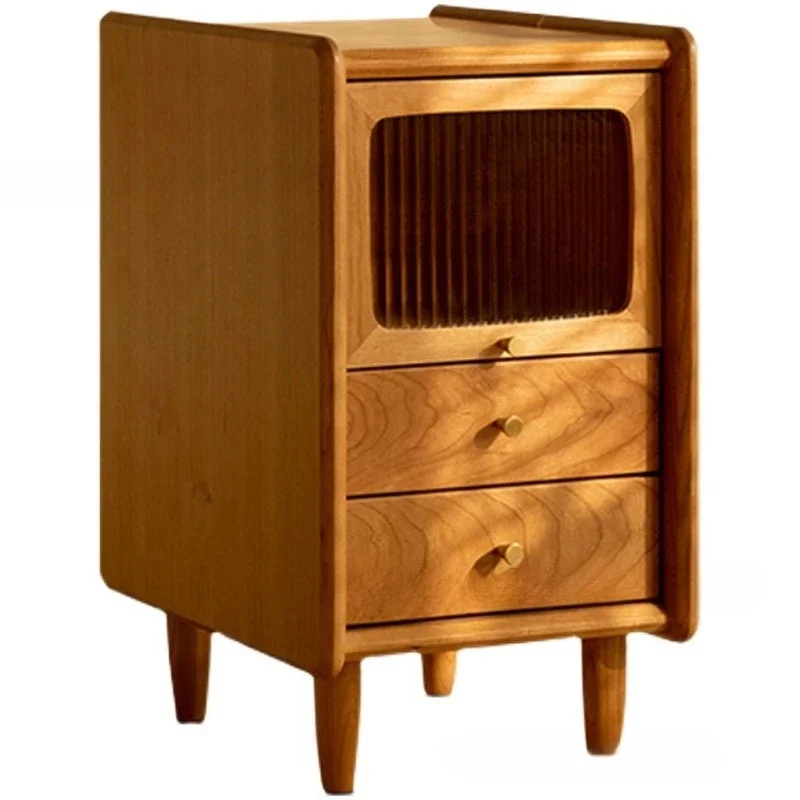 Comodino stretto MiN28-40cm Mobili in legno di ciliegio giapponese Comodino moderno e semplice in legno massello